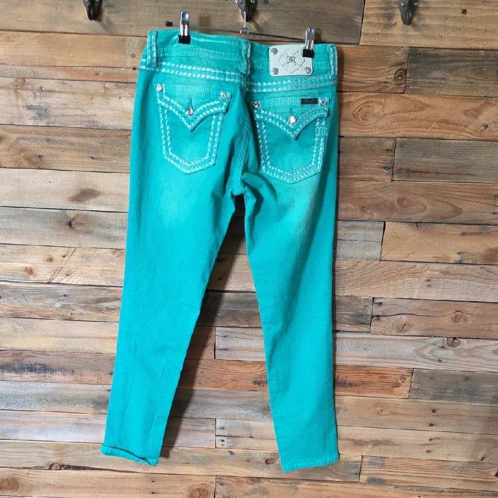 Miss Me Vibrant Teal Skinny Jeans - Picture 3 of 4